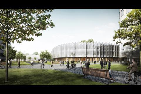 AstraZeneca's Cambridge HQ, designed by Herzog & de Meuron: View from piazza